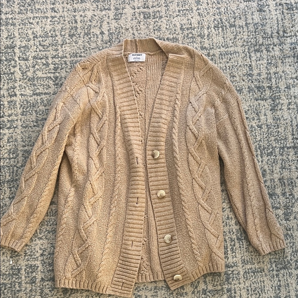 Old Navy Tan Cable Knit Cardigan